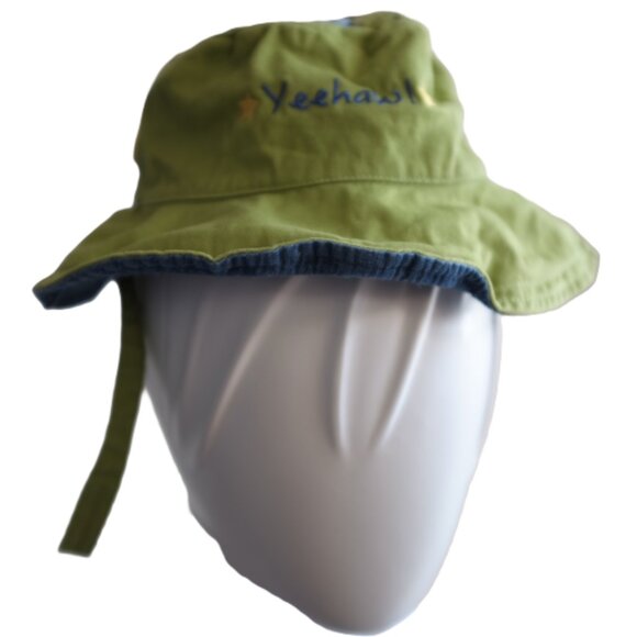 FlapJackKids Sun bucket Hat w Chin Strap Reversible Cowboy Horse UPF 50 2-4 Year - Picture 4 of 6